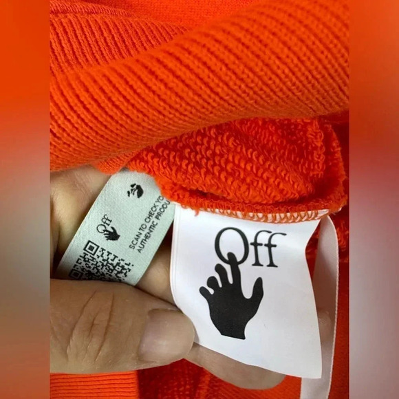 Off-White Virgil Abloh Black Logo Hand Signs Orange Hoodie XL Deadstock 2013 - Picture 7 of 16